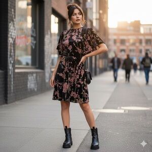 Floral Velvet Kimono Dress Bishop + Young size small open back